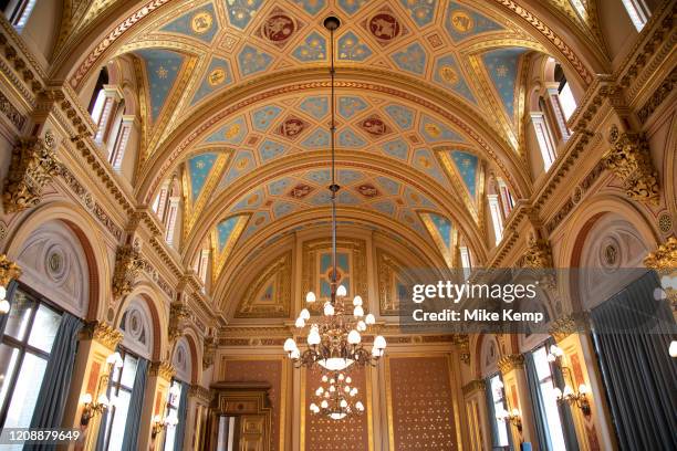 Interior of the ornate ceiling in the Locarno Suite at the Foreign and Commonwealth Office on 6th March 2020 in London, United Kingdom. This room is...