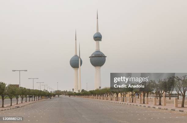 Photo shows empty surroundings of a touristic landmark of Kuwait City amid the coronavirus pandemic in Kuwait on April 01, 2020.