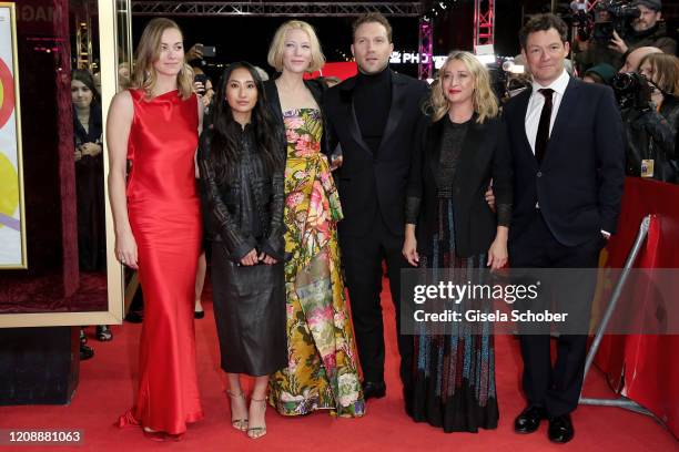 Yvonne Strahovski, Soraya Heidari, Cate Blanchett, Jai Courtney, Asher Keddie and Dominic West pose at the "Stateless" premiere during the 70th...