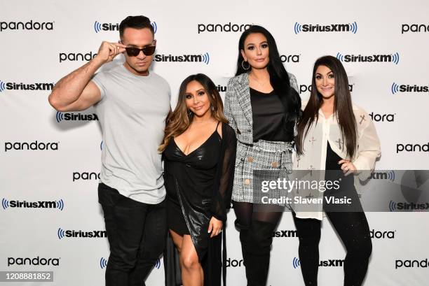 Cast members of reality television series "Jersey Shore" Mike "The Situation" Sorrentino, Nicole "Snooki" Polizzi, Jenni "JWoww" Farley and Deena...