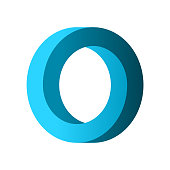 Impossible circle shape. Blue gradient infinite circular shape.