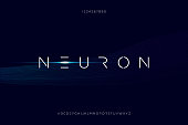 Neuron, a modern minimalist futuristic alphabet font design