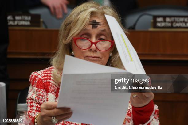 House Energy and Commerce Committee member Rep. Debbie Dingell prepares for a hearing of the Health Subcommittee about the coronavirus in the Rayburn...