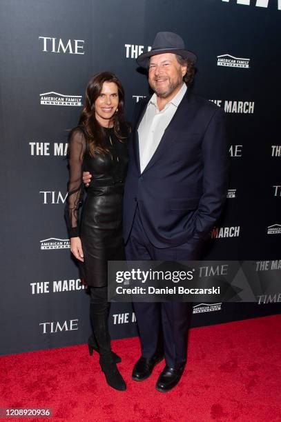 Co-Chairs of TIME Marc Benioff and wife Lynne Benioff attend the TIME Launch Event for The March VR Exhibit at the DuSable Museum on February 26,...