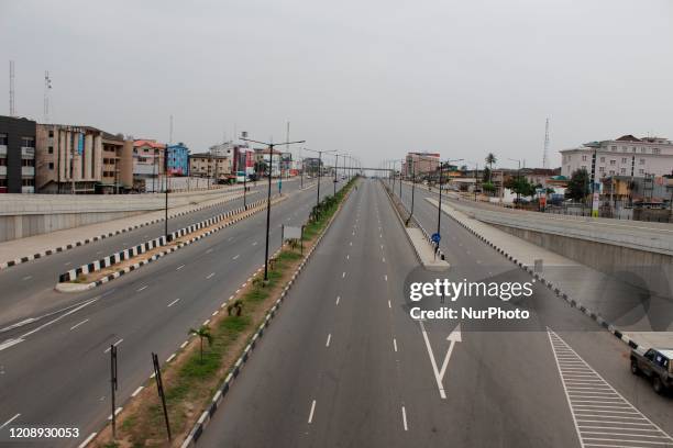 International Airport Road Lagos, Nigeria deserted on Wednesday April 1, 2020. Social and economic activities remain standstill as Lagos lockdown...