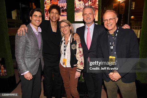 Sports Executive Vice President Peter Nelson, Cheryl Miller, Alison Ellwood, Bill Simmons, and Gary Cohen attend the Los Angeles premiere of "Women...