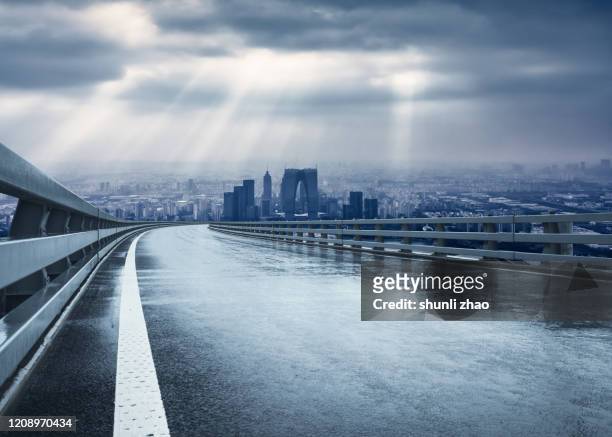 urban expressway after rain in suzhou, china - overpass stock pictures, royalty-free photos & images