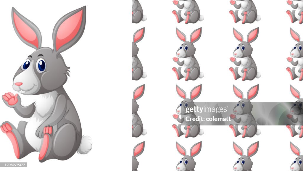 Grey Rabbit Background Seamless Background Design With Gray Rabbit High-Res Vector Graphic ...