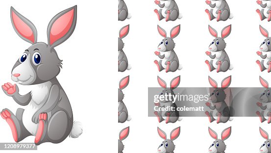 Graphic Grey Rabbit Seamless Background Design With Gray Rabbit High-Res Vector Graphic ...