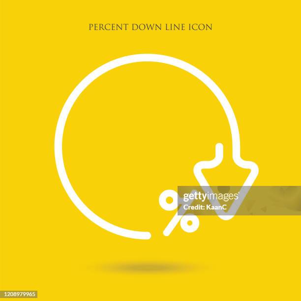 percent down line icon isolated on white background. vector illustration. - percentage sign stock illustrations