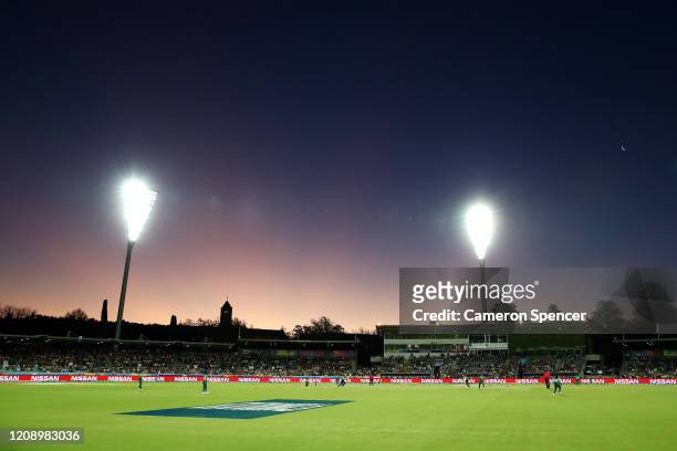 General view during the ICC Women's T20 Cricket World Cup match between Australia and Bangaldesh at Manuka Oval on February 27, 2020 in Canberra,...