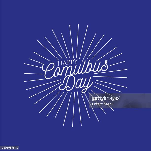 retro star burst stock illustration, columbus  day lettering - columbus day stock illustrations