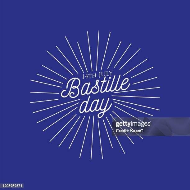 retro star burst stock illustration, bastille day lettering - bastille day stock illustrations