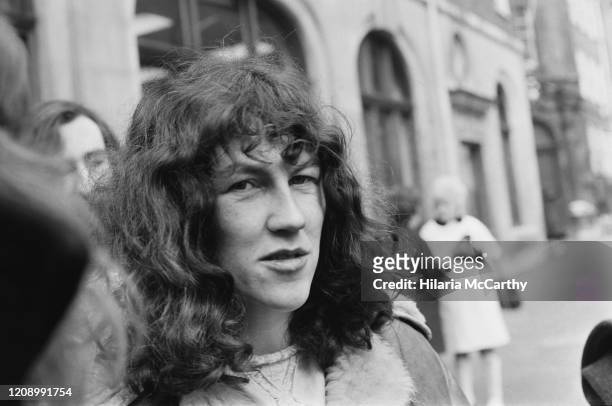 British activist Jo Robinson of the Women's Liberation Movement at a demonstration in Bow Street by the newly-formed Gay Liberation Front, London,...