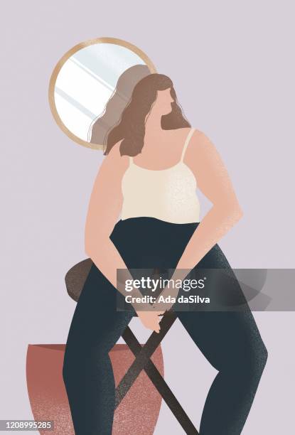 stylish and curvy women's image - plus size model stock illustrations