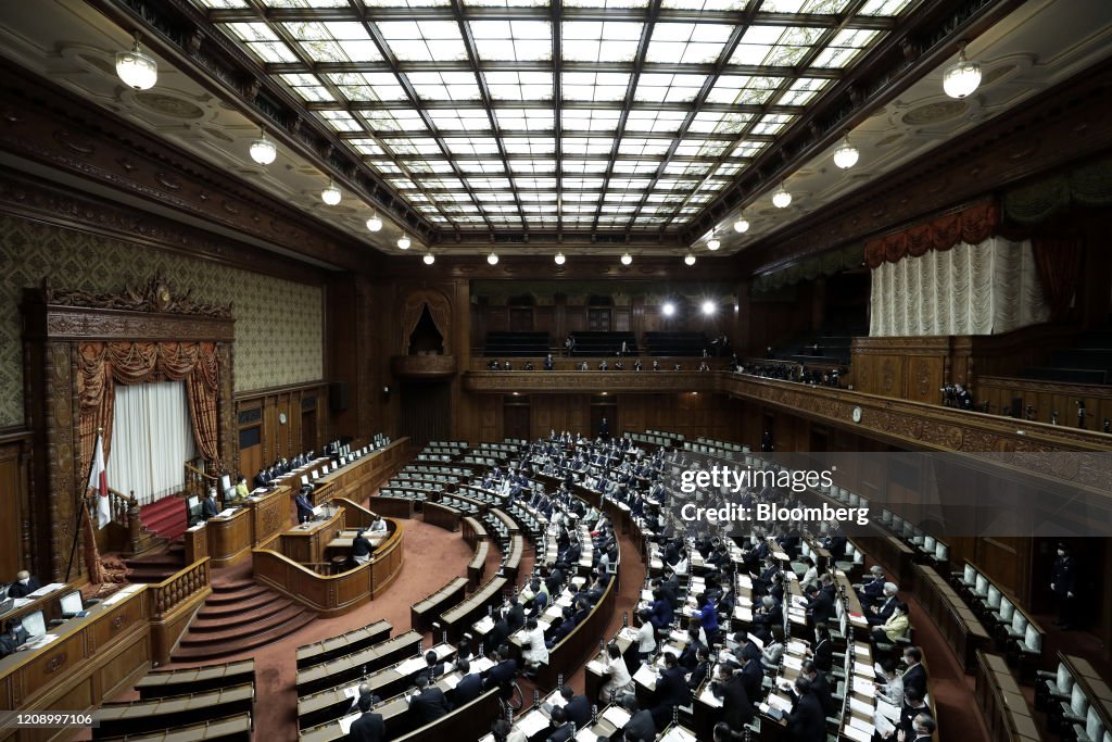 Prime Minister Shinzo Abe Attends Diet As Japan Worries Country on Brink of the Brink of Virus Surge