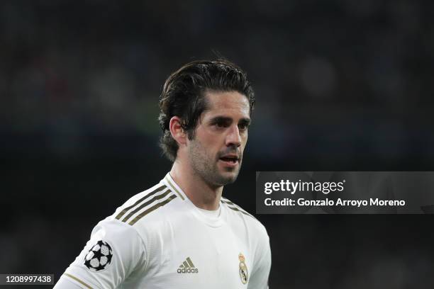 Francisco Roman Alarcon alias Isco of Real Madrid CF reacts during the UEFA Champions League round of 16 first leg match between Real Madrid and...