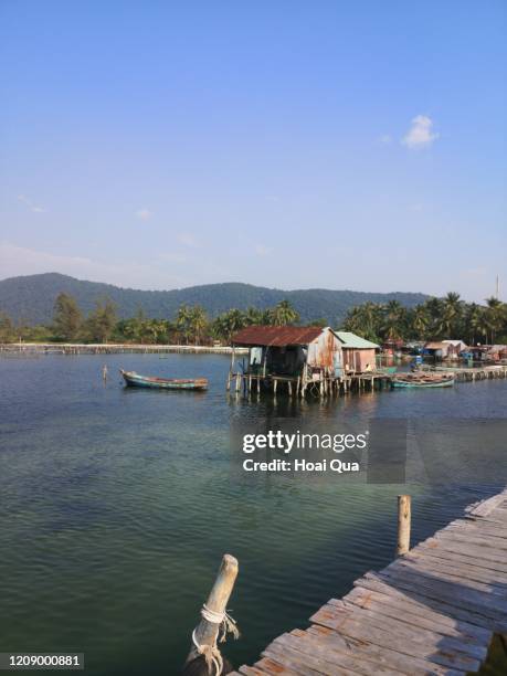 xuan thuy fishing village in rach vem, phu quoc island - phu quoc island bildbanksfoton och bilder