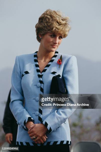 Diana, Princess of Wales visits the Gloucester Valley Battle Monument or 'Gloster Memorial' in South Korea, 3rd November 1992. The monument...