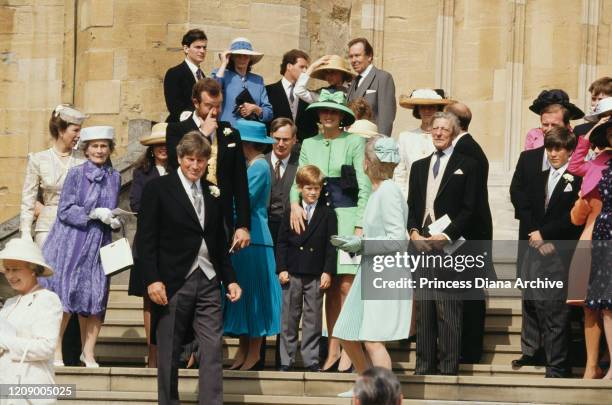 Royals at the wedding of Lady Helen Windsor and Timothy Taylor at St George's Chapel in Windsor, 18th July 1992. Among them are Diana, Princess of...