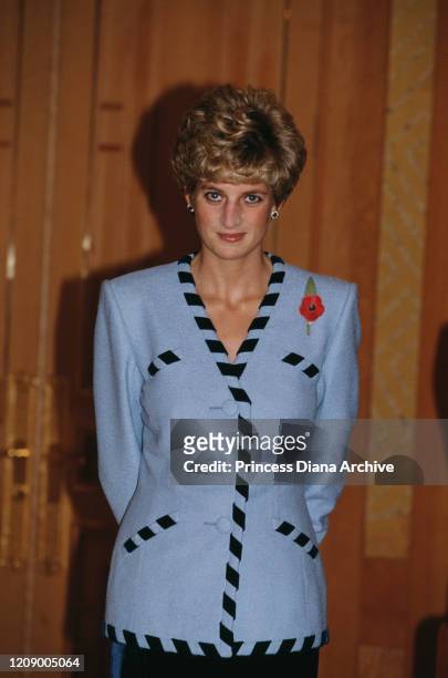 Diana, Princess of Wales during a visit to South Korean President Roh Tae-woo and his wife at the Blue House in Seoul, South Korea, 3rd November...