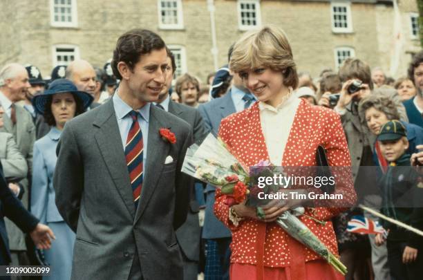 Prince Charles and Lady Diana Spencer, later Diana, Princess of Wales visit Tetbury in Gloucestershire a few weeks before their wedding, 22nd May...