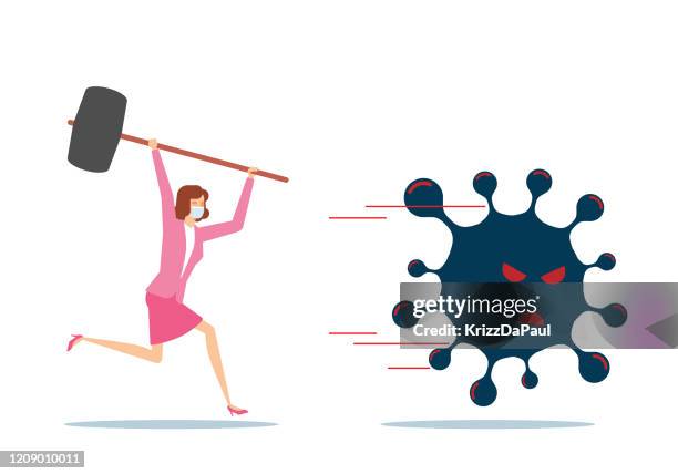 fighting the virus - pharma rep stock illustrations