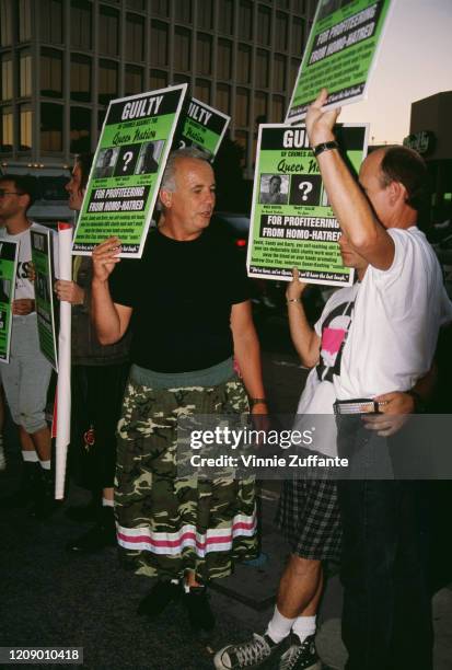 Demonstration outside an APLA benefit in Los Angeles, USA, protesting against the promotion of 'notorious queer-bashing comic' Andrew Dice Clay by...