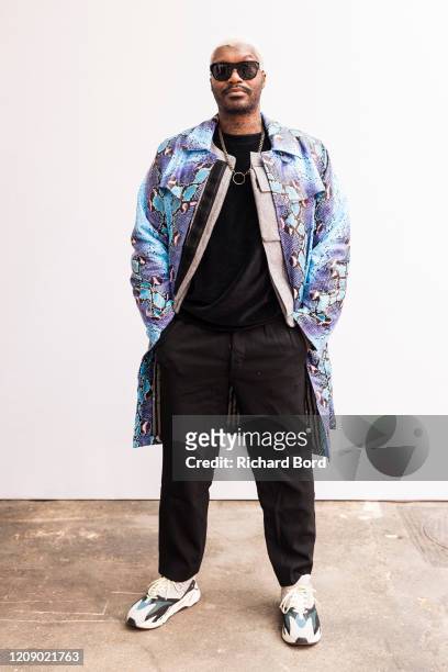 Djibril Cisse poses for a portrait backstage before the Alianna Liu Womenswear Fall/Winter 2020/2021 show at Garage Lubeck as part of Paris Fashion...
