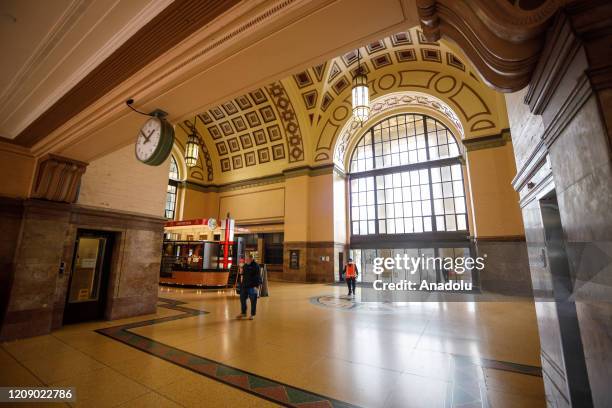 View of an empty railway station during the lockdown due to coronavirus pandemic in Wellington, New Zealand on April 3, 2020.