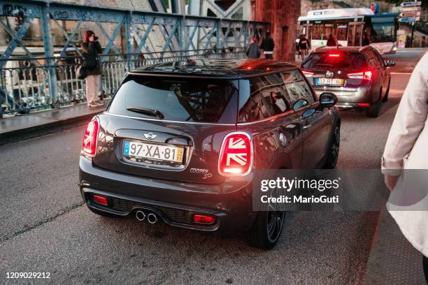 mini cooper - union jack car stock pictures, royalty-free photos & images