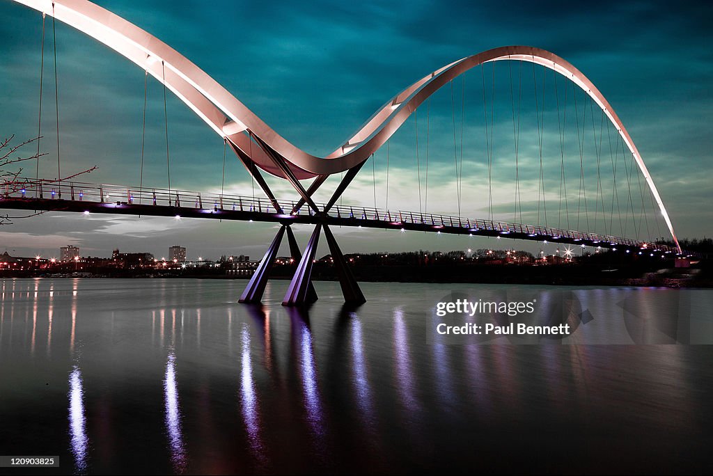 Modern bridge at night