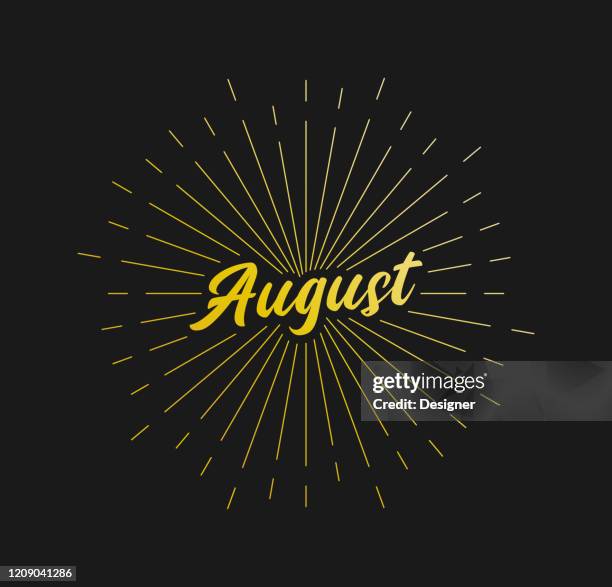 august. sunburst line rays. for greeting card, poster and web banner. vector illustration, design template. - august stock illustrations