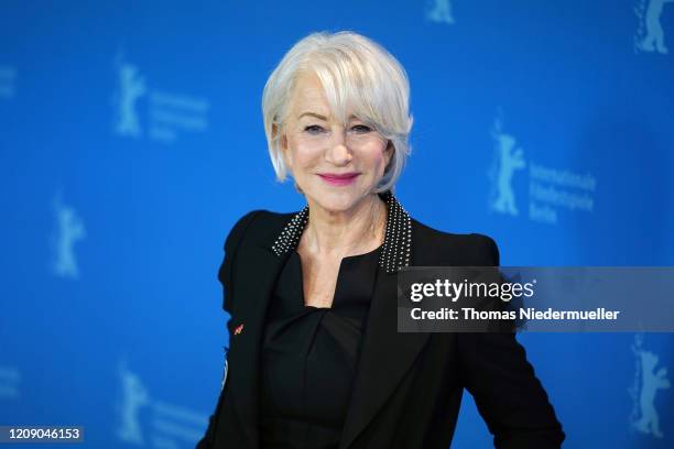 Helen Mirren poses at the "Homage Helen Mirren" photo call during the 70th Berlinale International Film Festival Berlin at Grand Hyatt Hotel on...