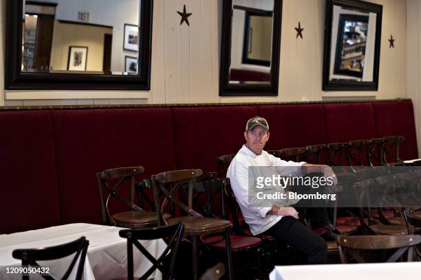 Restauranteur Geoff Tracy sits for a photograph at Chef Geoff's restaurant in Washington, D.C., U.S., on Thursday, March 26, 2020. As the wheels of...