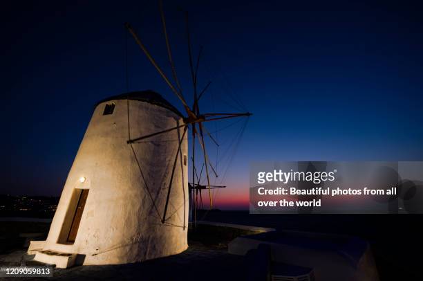 windmill's twilight - egeo meridionale stock-fotos und bilder