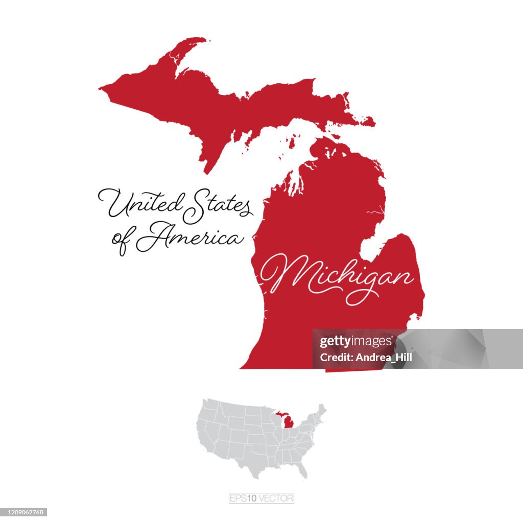Michigan Isa Michigan Usa Vector Map Illustration High-Res Vector Graphic - Getty Images