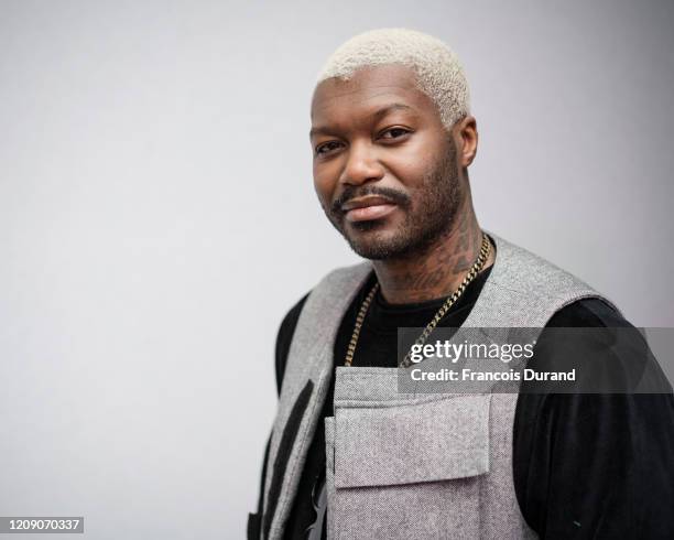 Djibril Cisse poses backstage before the Alianna Liu Womenswear Fall/Winter 2020/2021 show as part of Paris Fashion Week on February 27, 2020 in...