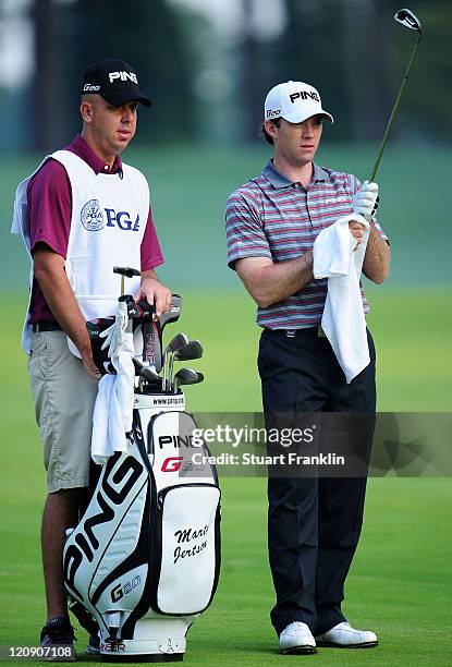 Marty Jertson waits to play a shot during the second round of the 93rd PGA Championship at the Atlanta Athletic Club on August 12, 2011 in Johns...