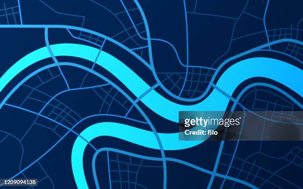 city road map - river vector stock illustrations