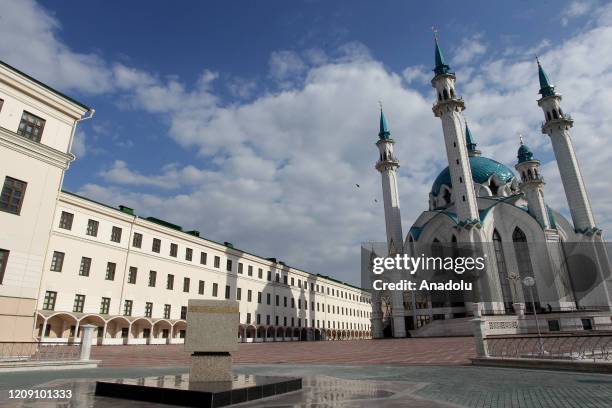 View shows closed Kul Sharif mosque amid coronavirus disease outbreak in Kazan, Russia on April 03, 2020.