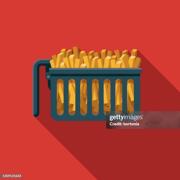 air fryer basket flat design appliance icon - air fryer stock illustrations