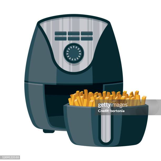 air fryer flat design appliance icon - airfryer stock illustrations