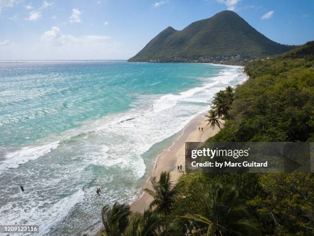 caribbean scene at diamond beach, le diamant, martinique - isla martinica fotografías e imágenes de stock