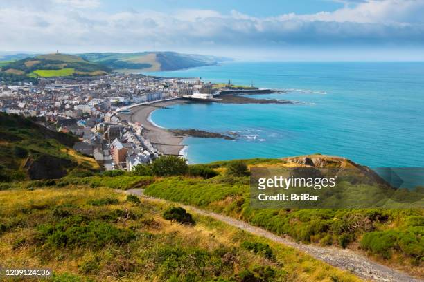 aberystwyth, sea and welsh coast - wales stock pictures, royalty-free photos & images