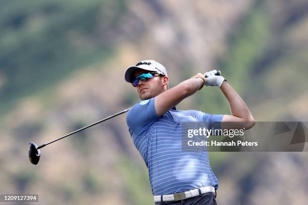 Ben Eccles of Australia tees off during day two of the 2020 New Zealand Golf Open at The Hills on February 28, 2020 in Queenstown, New Zealand.