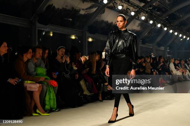 Hiandra Martinez walks the runway during the Isabel Marant show as part of the Paris Fashion Week Womenswear Fall/Winter 2020/2021 on February 27,...