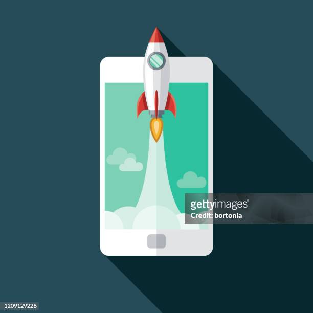 rocket blastoff icon - launch event stock illustrations