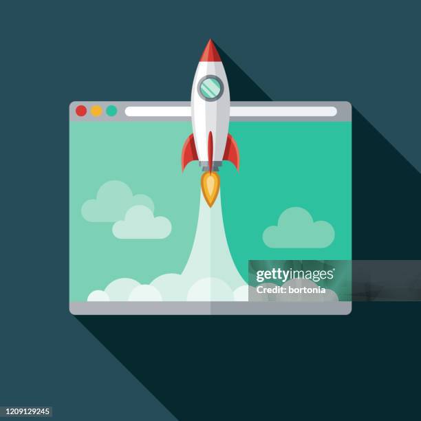 rocket blastoff icon - stapellauf stock-grafiken, -clipart, -cartoons und -symbole