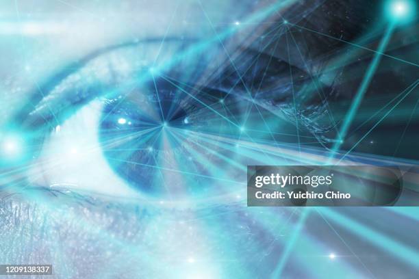 eye recognition technology with poly network - laser face stock pictures, royalty-free photos & images